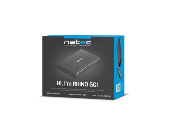 Externí box pro HDD 2,5" USB 3.0 Natec Rhino Go, černý, hliníkové tělo