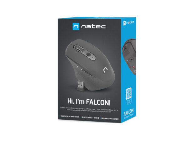 Natec optická myš FALCON/Kancelářská/Optická/Pro praváky/3 200 DPI/Bezdrátové Bluetooth/Černá