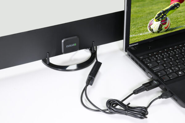 EVOLVEO Xany 2B, 230/5V, aktivní pokojová anténa FM/DAB+/DVB-T2, filtr LTE,4G,5G