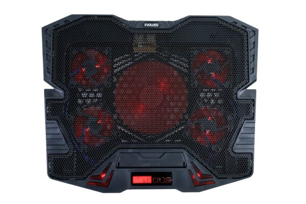 EVOLVEO Ania 5R, chladicí podložka pro notebook, 5x ventilátor, červené podsvícení