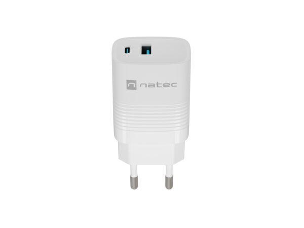 Universální USB nabíječka Natec RIBERA GaN 30W, 1X USB-A, 1X USB-C, Bílá