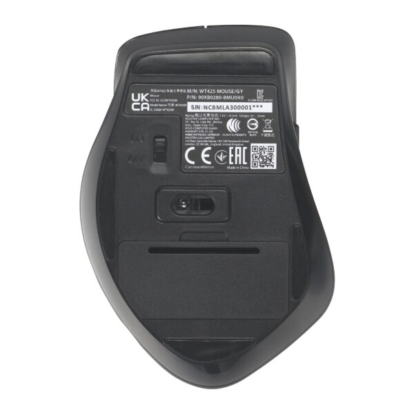 ASUS WT425/Ergonomická/Optická/Pro praváky/1 600 DPI/Bezdrátové USB/Šedá