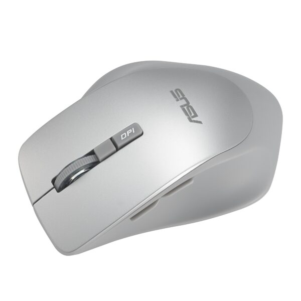 ASUS WT425/Ergonomická/Optická/Pro praváky/1 600 DPI/Bezdrátové USB/Stříbrná