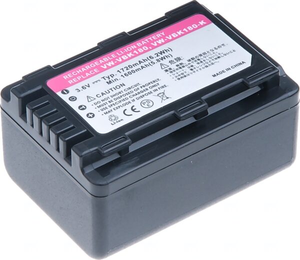 vcpa0027 Baterie T6 power Panasonic VW-VBK180, VW-VBL090, 1720mAh, 6,2Wh, černá