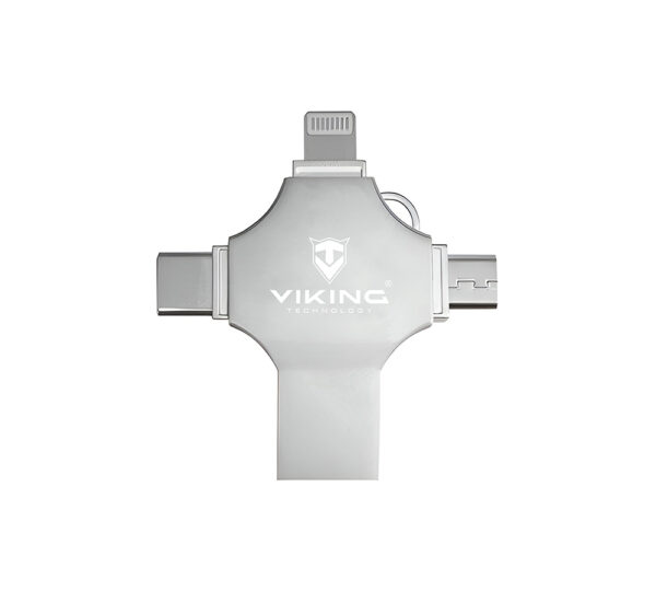 viking_flash_silver_1000-1-_s Viking 4v1/Flash USB/16GB/USB 3.0/USB-A + USB-C/+ Adaptér/Stříbrná