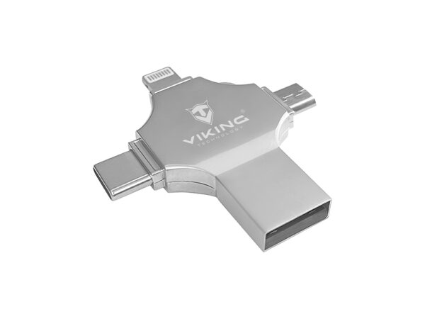 viking_flash_silver_1000-3- Viking 4v1/Flash USB/16GB/USB 3.0/USB-A + USB-C/+ Adaptér/Stříbrná