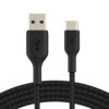 BELKIN kabel oplétaný USB-C - USB-A, 1m, černý