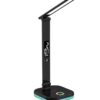 Platinet PDL711RGBB stolní LED lampa stmívatelná, bezdrátové nabíjení, hodiny, černá