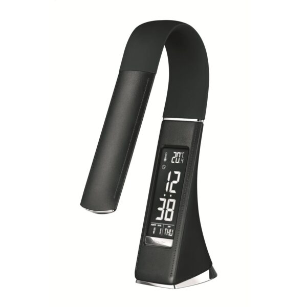 Platinet PDLU3B stolní LED lampa stmívatelná, flexibilní rameno, hodiny, černá