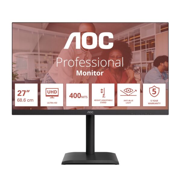 U27E4CV-1 AOC/U27E4CV/27"/IPS/4K UHD/60Hz/4ms/Černá/5R