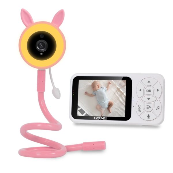 EVOLVEO Baby Monitor N35, dětská chůvička s kamerou,VOX,teploměr,noční vidění,RGB světlo,Růžová