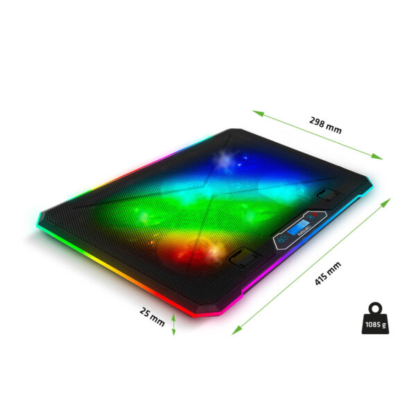 EVOLVEO Ania 9RGB, chladící podložka pod notebook, 6x ventilátor, RGB podsvícení ventilátorů a obvod