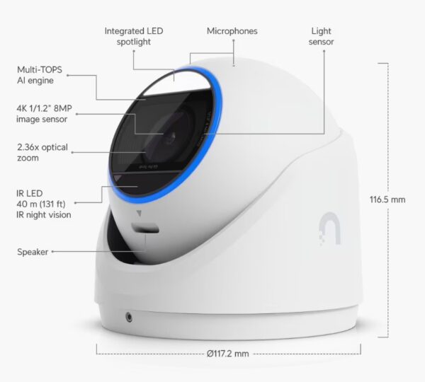 Ubiquiti UVC-G6-Pro-Turret-W, UniFi Protect G6 Pro Turret, bílá