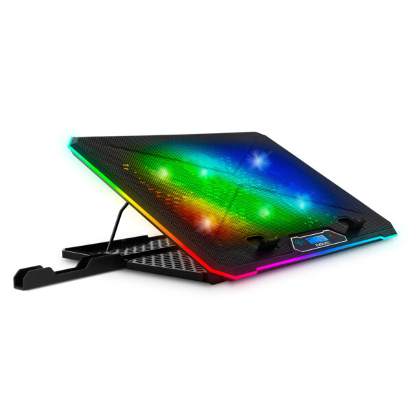 EVOLVEO Ania 9RGB, chladící podložka pod notebook, 6x ventilátor, RGB podsvícení ventilátorů a obvod