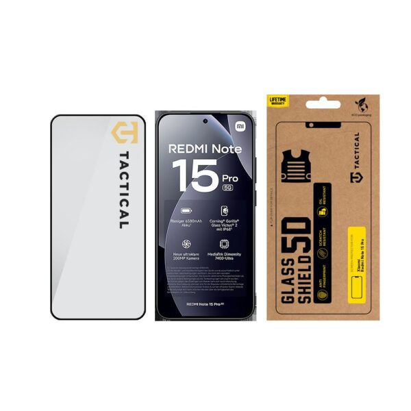 Tactical Glass Shield 5D sklo pro Xiaomi Redmi Note 15 Pro 5G Black
