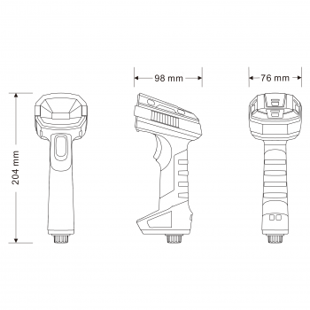 Virtuos HW-857 CCD 2D průmyslová, čtečka, bezdrátová, USB, tmavě šedá