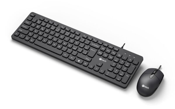 Klávesnice C-TECH KBM-105, drátový combo set s myší, USB, CZ/SK