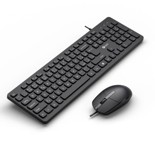 Klávesnice C-TECH KBM-105, drátový combo set s myší, USB, CZ/SK