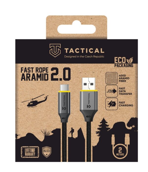 Tactical Fast Rope Aramid 2.0 Cable USB-A/USB-C 2m