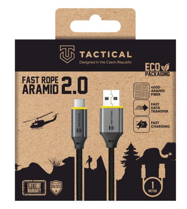 Tactical Fast Rope Aramid 2.0 Cable USB-A/USB-C 1m