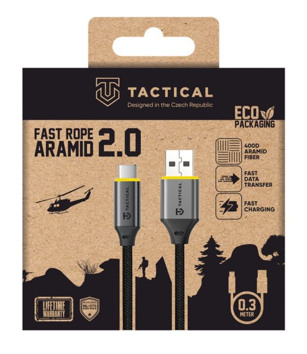 Tactical Fast Rope Aramid 2.0 Cable USB-A/USB-C 0.3m