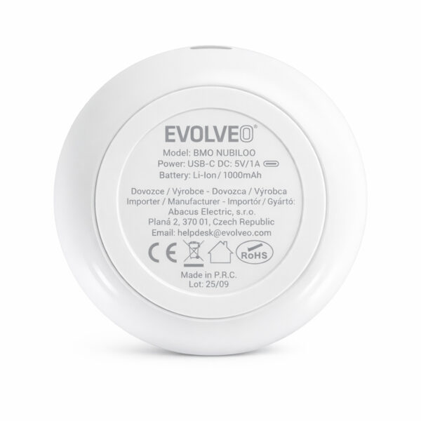 5-59 EVOLVEO Nubiloo – uspávací modul s bílým šumem, ukolébavkami a barevným světlem na dobrou noc