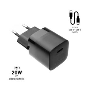 FIXC20M-CC-BK_s FIXED nabíječka, USB-C,USB-C/USB-C kabel,1m, 20W