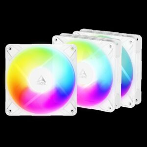 P12_Pro_Reverse_ARGB_white_rainbow_3Pack_g00_s ARCTIC P12 Pro Reverse A-RGB (White) - 120mm White Color Case Fan with A-RGB - Reverse Impeller Desi