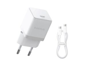 Baseus Palm Fast Nabíječka USB-C 20W + Datový Kabel USB-C/USB-C 1m White