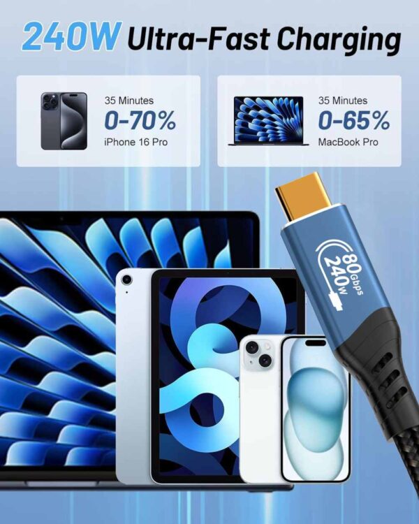 PremiumCord USB4™ Version2.0 80Gbps 16K@60Hz 240W Thunderbolt 3 a 4 kabel 0,8m