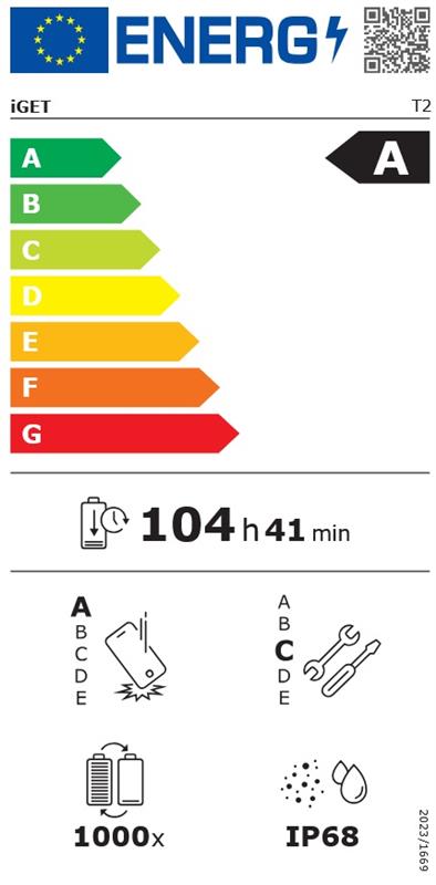 iGET T2 8 + 256 Black - odolný mobilní telefon