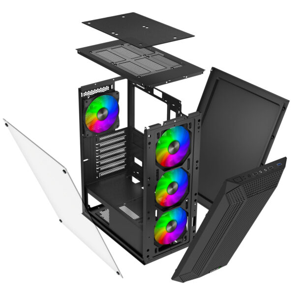EVOLVEO Xenon, Midi Tower/4x ARGB/mesh+sklo