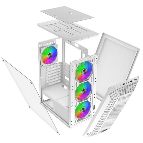 EVOLVEO Xenon, Midi Tower/ 4x ARGB/ mesh+sklo
