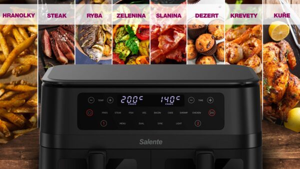 Salente DoubleAir, duální horkovzdušná fritéza, 11 l, černá