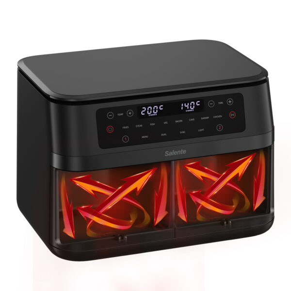 Salente DoubleAir, duální horkovzdušná fritéza, 11 l, černá