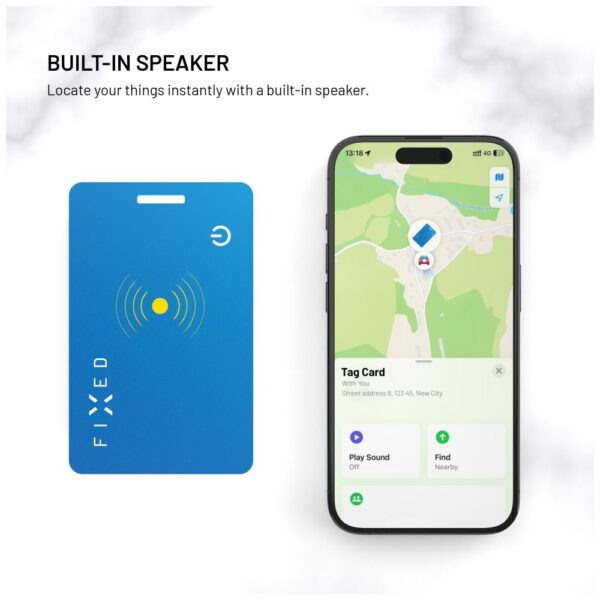 Smart tracker FIXED Tag Card 2,Find My, modrý